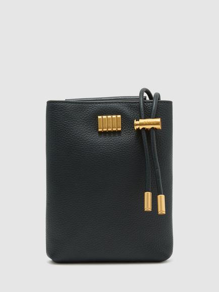 Reiss Solene Grained Leather Phone Pouch, Navy, Navy