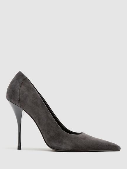 Reiss Taylor Suede Stiletto Heel Court Shoes, Grey, Grey