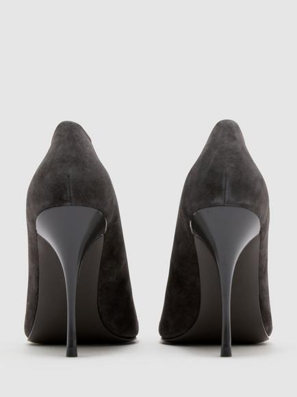 Reiss Taylor Suede Stiletto Heel Court Shoes, Grey - view 2, Grey