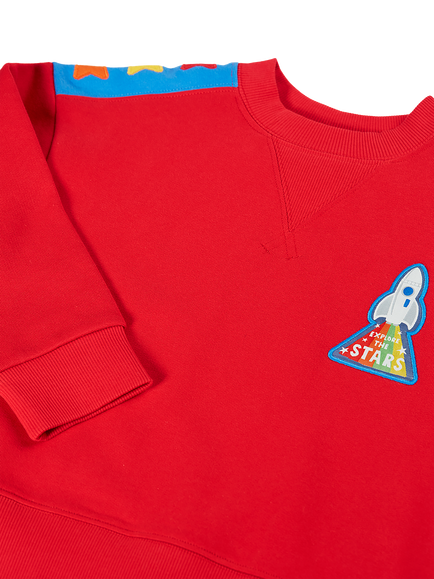 Frugi Kids' Falmouth Sweatshirt, Scarlet - view 2, Scarlet/Stars