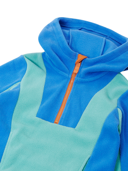 Frugi Kids' Wander Fleece Hoodie, Blue - view 2, Blue Multi