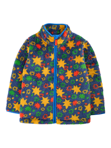 Frugi Kids' Zipped Ted Fleece Jacket, Blue, Blue Multi
