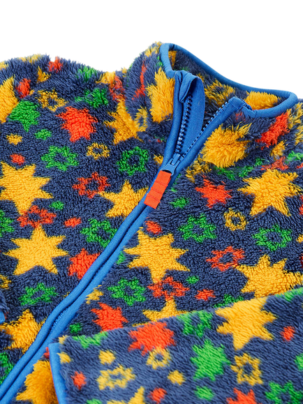 Frugi Kids' Zipped Ted Fleece Jacket, Blue - view 2, Blue Multi