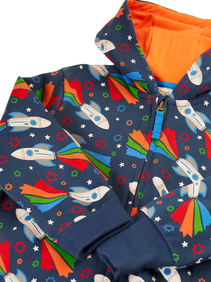 Frugi Kids' Big Snuggle Suit Pyjamas, Space Adventure - view 2, Space Adventure