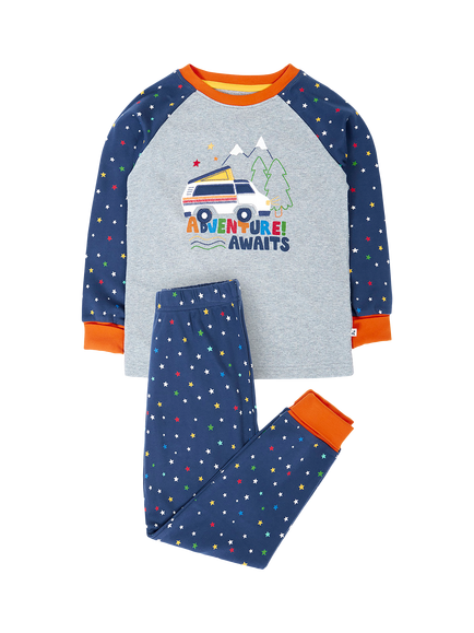 Frugi Kids' Jamie Jim Jams Pyjamas, Multi, Multistars/Adventure
