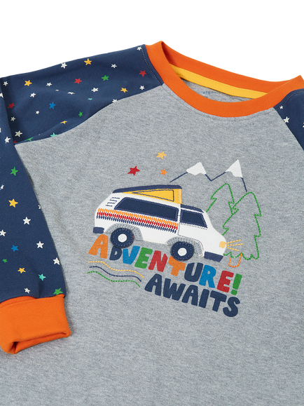 Frugi Kids' Jamie Jim Jams Pyjamas, Multi - view 2, Multistars/Adventure