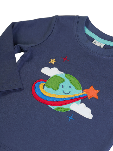 Frugi Kids' Adventure Circular Top, Navy/Earth - view 2, Navy/Earth
