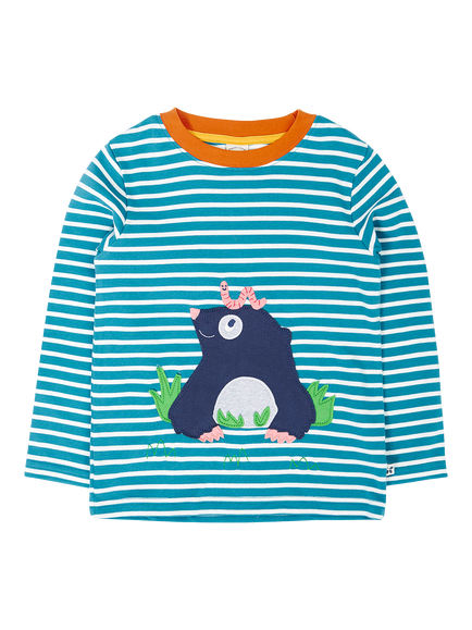 Frugi Kids' Discovery Circular Top, Multi, Boatbluebreton/Mole