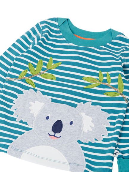 Frugi Kids' Easy On Koala Top, Multi - view 2, Boatbluebreton/Koala