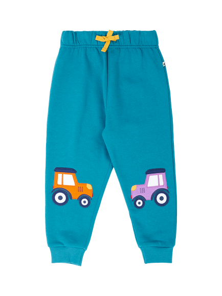 Frugi Kids' Character Joggers, Blue, Boat Blue/Tractors