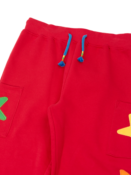 Frugi Kids' Journey Joggers, Scarlet - view 2, Scarlet/Stars
