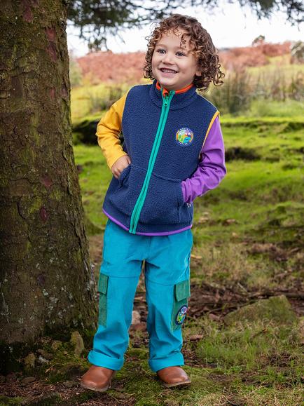 Frugi Kids' Lennox Adventure Trousers, Blue - view 2, Boat Blue/Nature