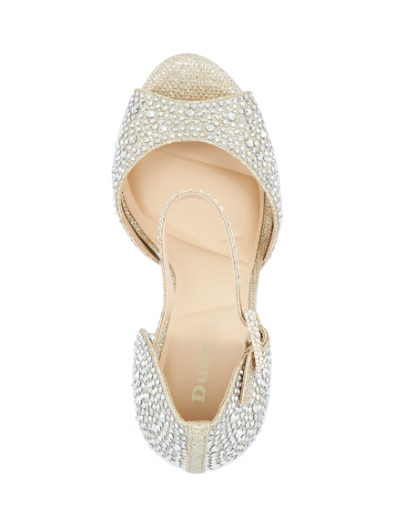 Dune London Myans Embellished Block Heel Platform Sandals, Gold - view 2, Gold