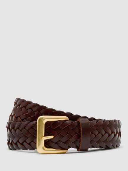 Reiss Braided Leather Belt, Tan, Tan