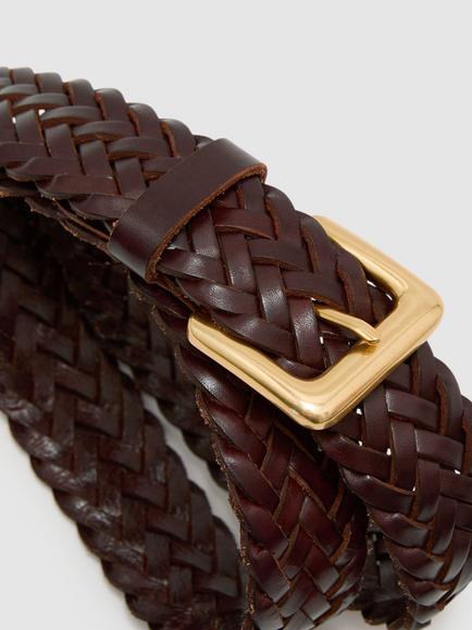 Reiss Braided Leather Belt, Tan - view 2, Tan