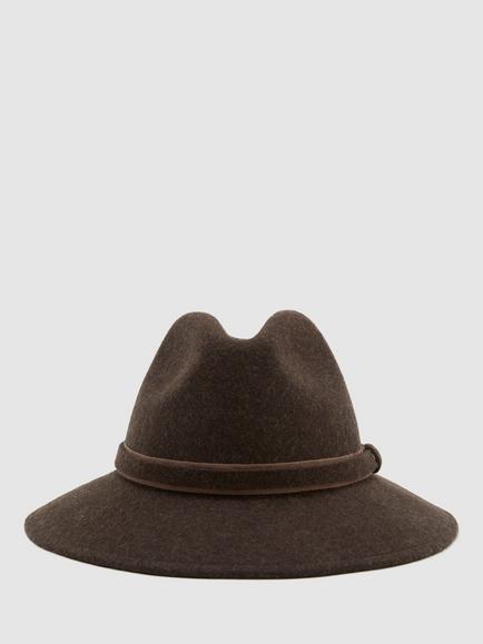 Reiss Frankie Wool Fedora Hat, Chocolate Melange, Chocolate Melange