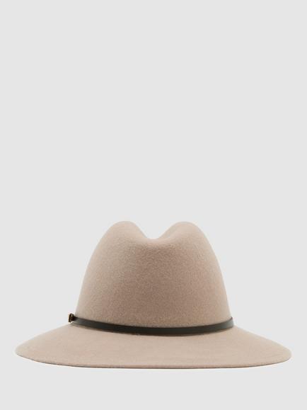 Reiss Frances Wool Leather Band Fedora Hat, Grey - view 2, Grey