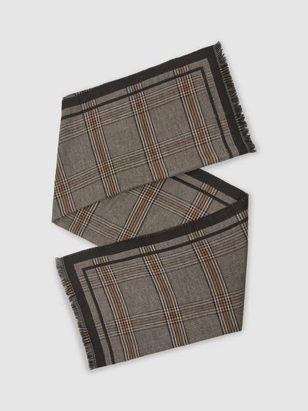 Reiss Aura Check Fringe Scarf, Chocolate, Chocolate