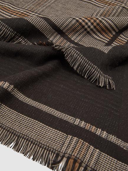 Reiss Aura Check Fringe Scarf, Chocolate - view 2, Chocolate