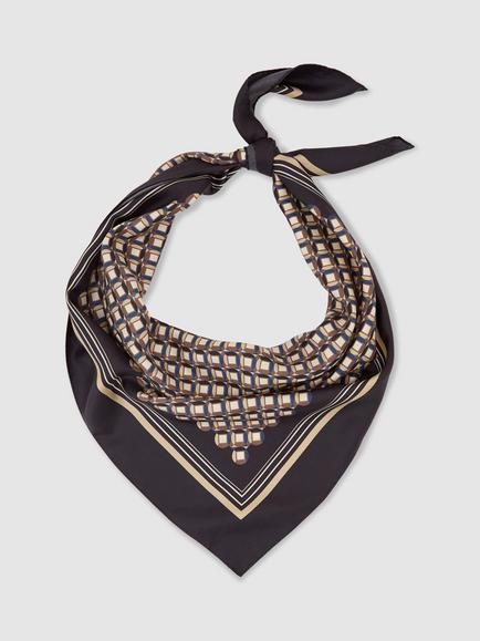 Reiss Carmen Geomtric Pure Silk Scarf, Navy, Navy