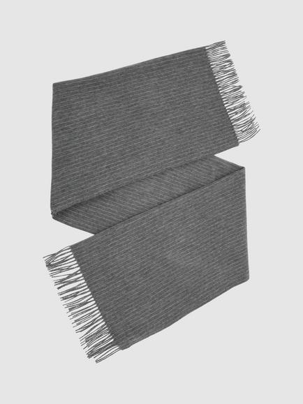 Reiss Picton Wool-Cashmere Stripe Scarf, Charcoal, Charcoal