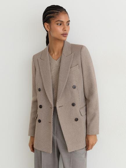 Reiss Petite Aubrey Herringbone Wool Blend Double Breasted Coat, Taupe Neutral, Taupe Neutral