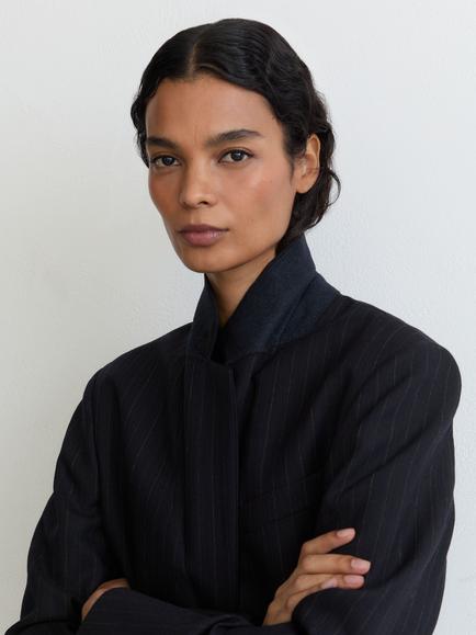 Reiss Petite Beck Pinstripe Pure Wool Suit Blazer, Navy - view 2, Navy