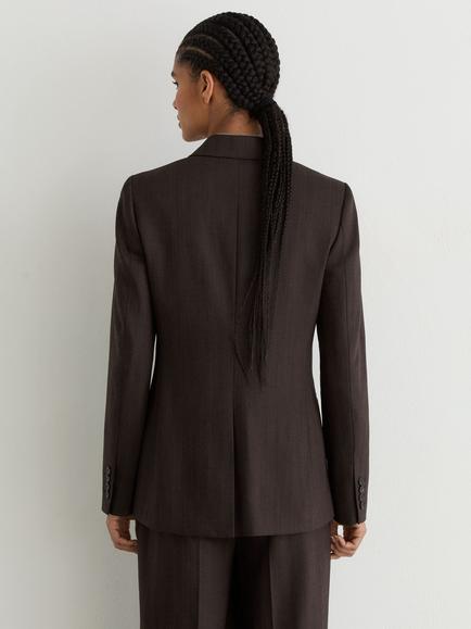 Reiss Dawson Double Breasted Herringbone Blazer, Chocolate Brown - view 2, Chocolate Brown