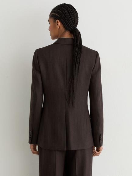 Reiss Petite Dawson Wool Rich Double Breasted Blazer, Chocolate Brown - view 2, Chocolate Brown