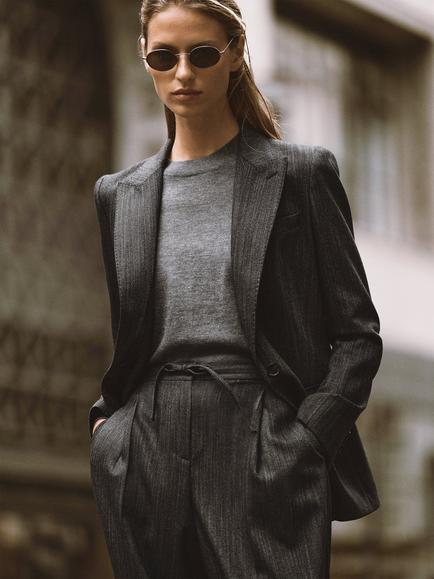 Reiss Derby Wool Rich Single Breasted Blazer, Dark Grey - view 2, Dark Grey