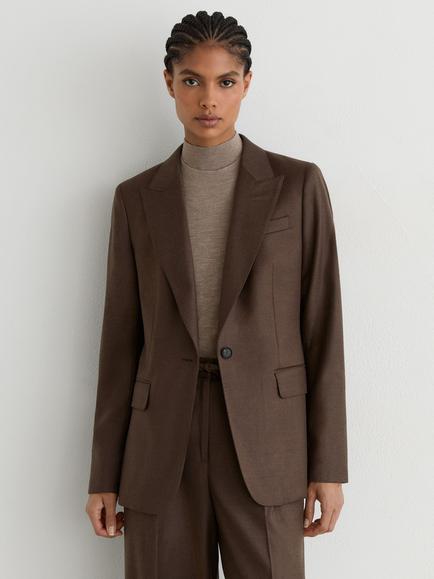Reiss Derby Wool Rich Single Breasted Blazer, Mocha Brown, Mocha Brown