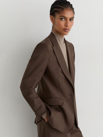 Reiss Derby Wool Rich Single Breasted Blazer, Mocha Brown - view 2, Mocha Brown