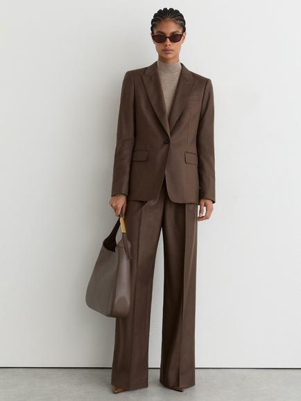 Reiss Petite Derby Wool Rich Blazer, Mocha Brown, Mocha Brown