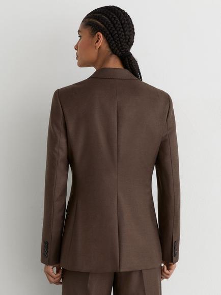 Reiss Petite Derby Wool Rich Blazer, Mocha Brown - view 2, Mocha Brown