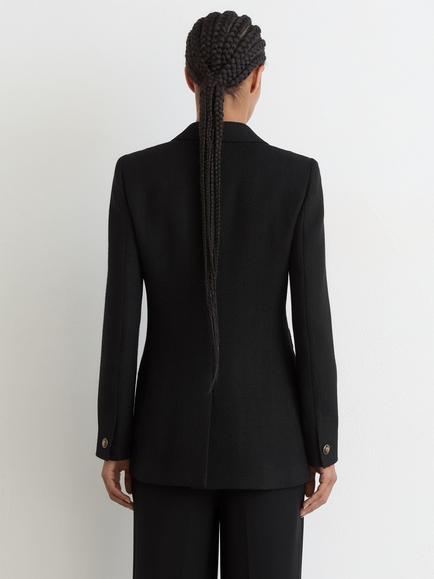 Reiss Lauryn Pure Wool Double Breasted Coat, Black - view 2, Black