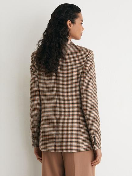 Reiss Willow Checked Wool Blazer, Stone/Multi - view 2, Stone/Multi