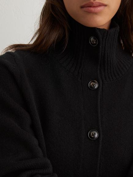Reiss Charly Wool Cashmere Button Detail Cardigan, Black - view 2, Black
