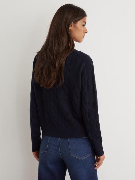 Reiss Elowen Wool-Cashmere Cardigan, Navy - view 2, Navy