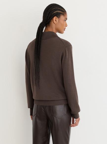 Reiss Gale Wool Collared Cardigan, Taupe Neutral - view 2, Taupe Neutral