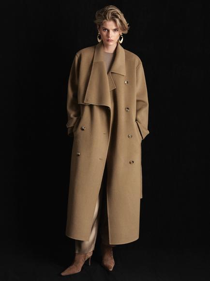 Reiss Atelier Arlo Trench Style Wool Coat, Khaki, Khaki