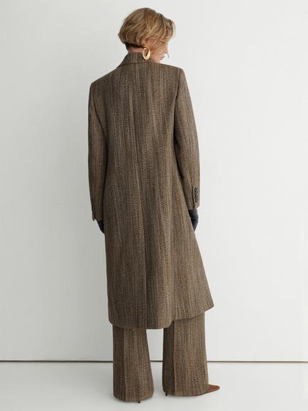 Reiss Inessa Textured Long Coat, Brown - view 2, Brown