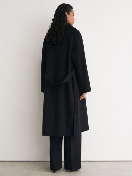 Reiss Marina Wool Blend Overcoat, Navy - view 2, Navy