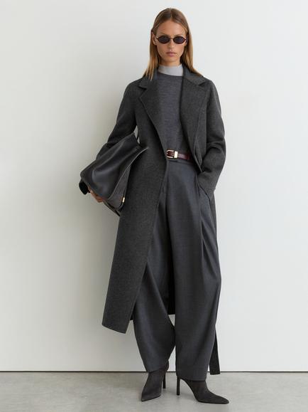 Reiss Petite Marlowe Wool Rich Belted Coat, Charcoal Grey, Charcoal Grey