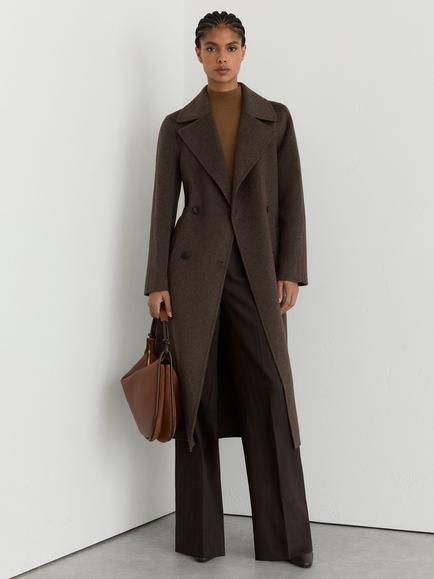 Reiss Rene Longline Wool Blend Overcoat, Mocha Brown, Mocha Brown