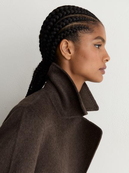 Reiss Rene Longline Wool Blend Overcoat, Mocha Brown - view 2, Mocha Brown