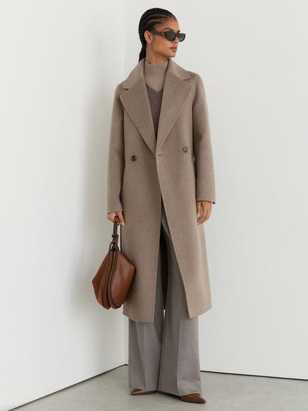 Reiss Petite Thea Longline Wool Blend Overcoat, Natural, Neutral Melange