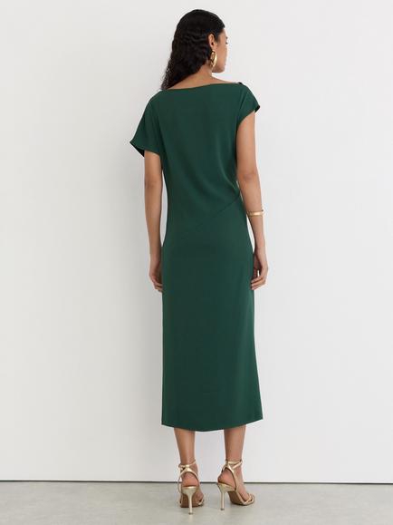 Reiss Beth Off-Shoulder Tuck-Detail Midi Dress, Teal Green - view 2, Teal Green