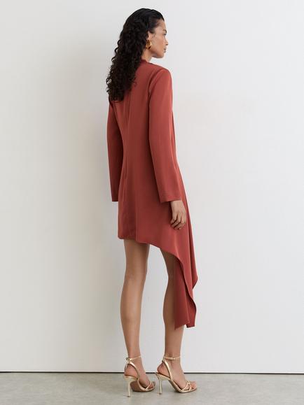 Reiss Bethany Draped Dip Hem Mini Dress, Rust Orange - view 2, Rust Orange