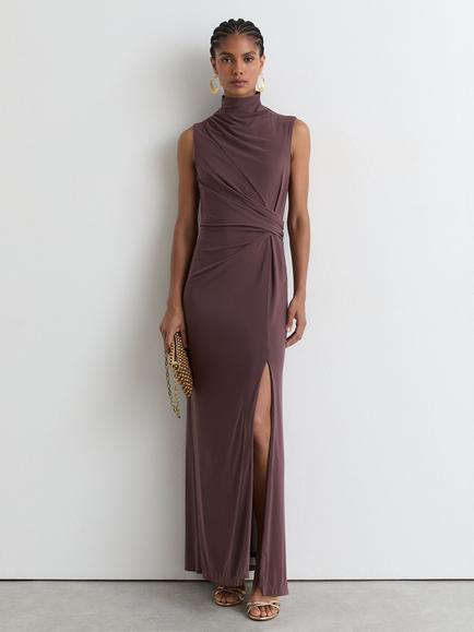 Reiss Petite Dylan Cocktail Maxi Dress, Taupe Brown, Taupe Brown