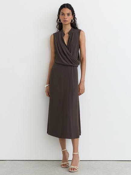 Reiss Gracie Drape Detail Dress, Dark Grey, Dark Grey